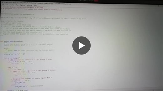 #prodigyinfotech #python #algorithm #sudokusolver #problemsolving #internship | Sakthi Dhamodaran