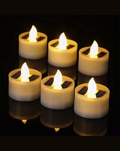 Solar LED Tea Lights Flameless Candles | Waterproof Outdoor Solar | Rechargeable Battery Powered - Etsy