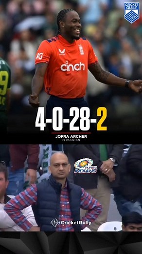 18K views · 1.6K reactions | Jofra Archer announces his return in International Cricket with a fiery spell (2-28) against Pakistan!  Getty Images #CricketGully #IPL2024 #mumbaiindians #T20WorldCup2024 #jofraarcher | Cricketgully | Facebook