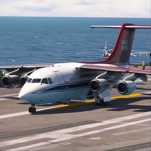 Super Rare Take off Royal Air Force British Aerospace 146-100 from U.S. Aircraft Carrier | Jymi Jymi II