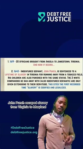 The history of legalized slavery in America: John Punch was an enslaved African who lived in the colony of Virginia. Thought to have been an indentured servant, John attempted to escape to Maryland where he was arrested and was sentenced in July 1640 by the Virginia Governor's Council to serve as a slave for the remainder of his life. His white associates who committed the same crimes were sentenced to indentured servitude. In 2023, people in the United States are still being legally enslaved by
