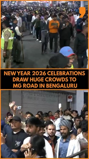 Large crowds gathered at Bengaluru’s MG Road as the city welcomed New Year 2026 with celebrations spilling onto the streets. Revellers were seen ushering in the New Year amid heightened security arrangements and traffic restrictions to ensure public safety. . . . . . #newyearseveparty #newyear2026 #bengaluru #karnataka #newsreels | NEWS9