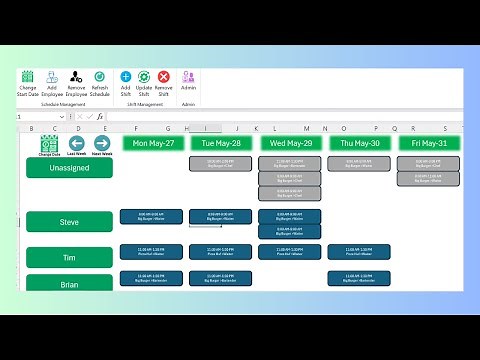 prepare work shift roster schedule in excel