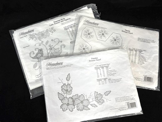 Lot of 3 Herrschners Stamped for Cross Stitch and Embroidery Dresser Scarfs, Table Runner and Napkins | Pre-owned, Unopened - Etsy
