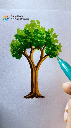 76K views · 743 reactions | A Professional Tree Painting With Color Marker #drawing #shorts #reels | Rongdhonu Art and Drawing | Facebook