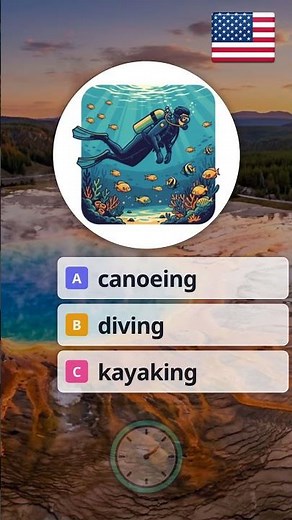 🇺🇸 fishing, swimming, windsurfing, kayaking… — Can you name all 8 English Hobbies & Sports words?