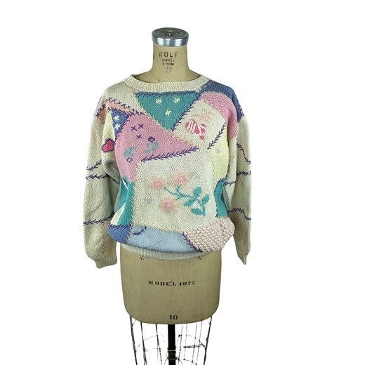 1980s Hand Knit Cotton Sweater Quilt Design Hearts Flowers Saks Fifth Avenue Real Clothes - Etsy Australia