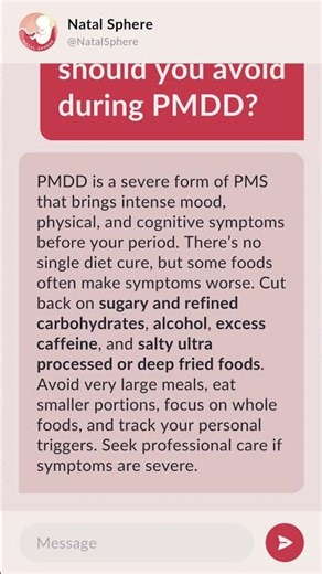 What foods should you avoid during PMDD?
