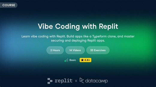 ⚡ New interactive course: Vibe Coding with Replit Vibe coding is reshaping how software gets built. With a lower barrier to entry and AI at the core, this course explores the fundamentals using the newly released Replit Agent 3. Developed in partnership with Replit and led by Matt Palmer, Head of Developer Relations, you'll learn how to: • Employ prompt and context engineering best practices for vibe coding • Use Replit Agent 3 to accelerate your workflow with AI • Build real-world apps like a T