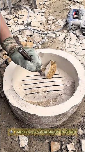 🪨⚡ Stone Secrets: Carving Strength Into Shape! #workers #wood #wheelsaw #asmr #skills #shrots