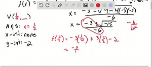 SOLVED: In Problems 33-48, (a) graph each quadratic function by determining whether its graph opens up or down and by finding its vertex, axis of symmetry, y-intercept, and x-intercepts, if any. (b) Determine the domain and the range of the function. (c) Determine where the function is increasing and where it is decreasing. Verify your results using a graphing utility. f(x)=-3 x^2 3 x-2 | Numerade