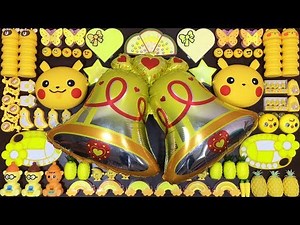 Yellow Slime | Mixing Random Things into Glossy Slime | Satisfying Videos #97