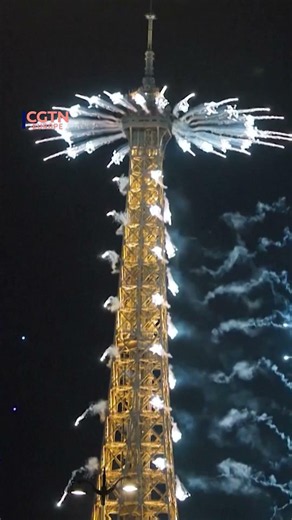 Fireworks lit up the sky above Eiffel Tower to mark Bastille Day