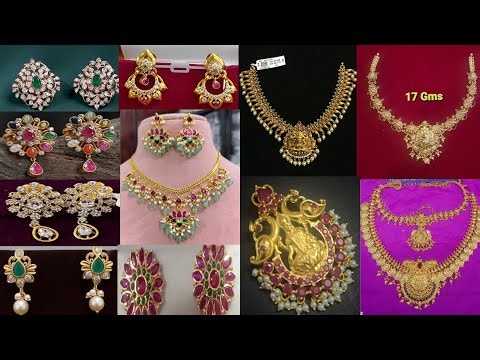 Latest gold jewellery designs/gold stud earrings&beads Necklace/trendy gold jewellery designs