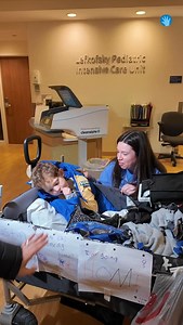 After 100 days in the pediatric intensive care unit, our friend Jake is officially “bustin’ out!” Jake was born with Kabuki Syndrome, a rare multisystem genetic condition that affects 1 in every 32,000 births. Kids with this condition have extremely compromised immune systems, so when Jake caught 3 different types of pneumonia last fall, he had to be airlifted to Lurie Children’s for some extra special care. While in the PICU, Jake and his family grew a close connection with his primary nurse, J