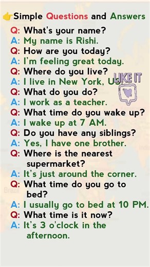 🤔Simple Questions and✅ Answers #learnenglish #english#quiztime