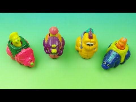 1997 PRESS-N-GO DINOS Full set of 4 WHATABURGER COLLECTIBLES VIDEO REVIEW