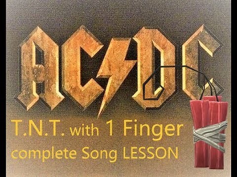 AC/DC - TNT Guitar Lesson w/Tabs - How to play TNT one Finger Version - Beginner Easy Power Chords