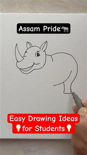 One Horn Rhino 🦏🌈 #assam #rhino #drawing #kidsvideos #cartoon #kidsdrawing #shorts