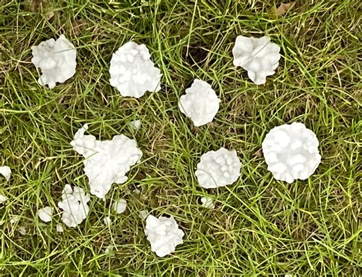 Storm brings hail as large as 1.75 inches in diameter