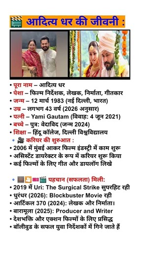 धुरंधर फिल्म निर्देशक आदित्य धर की जीवनी #adityadhar #dhurandhar #shorts #trending #viralvideo