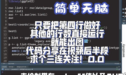 R语言ROC曲线自动添加AUC和截断值等信息