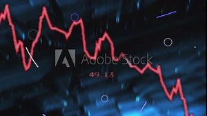 Red jagged line graph animating across data display, showing pixel label with purple glowing trails