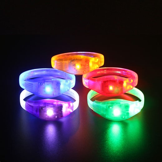 Customizable Logo TPU  LED Light-Up Bracelet Sound Activated Led Wristband Flashing Bracelet Adjustable Led Flashing