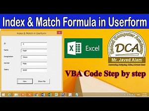 Useform in Excel VBA | with Index & Match Formula in Hindi Step by step
