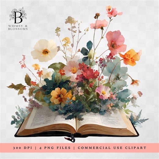 Floral Open Bible Clipart | Christian Watercolor PNG | Bible Journaling | Faith Clipart | Scripture Art | Commercial Use - Etsy Australia