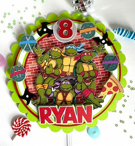 Green Cartoon Turtle Cake Topper, Personalized Kids Birthday Cake Decoration - Etsy