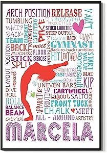 FESOGO Gymnastics Wall Art Typography Art Print for Gymnast Fitness Motivational Workout Wall Decor Gym Fitness Quotes 11.3inch x 17inch