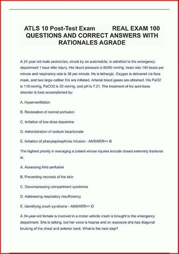 Atls 10 Posttest Exam Real Exam 100 Questions And Correct Anupdate video