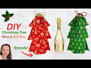 DIY Christmas Tree Drawstring Wine & Gift Bag | Easy Last Minute Christmas Gift