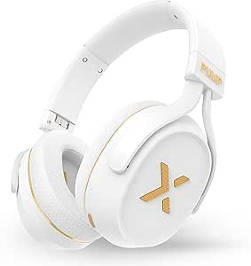 BlueAnt Pump X Wireless Over-Ear Headphones, Bluetooth, Powerful Bass, Active Noise Cancelling & Transparency Mode, Interchangeable Ear Cups, All-Day Comfort for Gym and Training, White/Gold