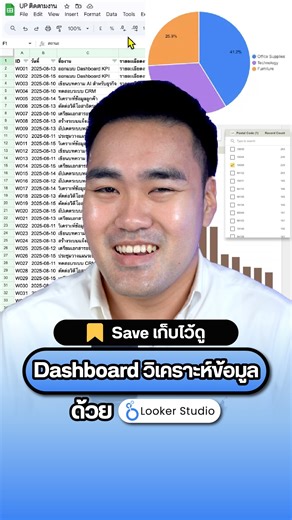 50K views · 463 reactions | วิธีสร้าง Dashboard วิเคราะห์ข้อมูลการขายใน 4 ขั้นตอน ทำตามได้เลย #UltimatePython #AppSheet #GoogleSheet #Excel #lookerstudio #dashboard #chart #จัดการข้อมูล #ธุรกิจ #เจ้าของธุรกิจ #SME | Ultimate Python | Facebook
