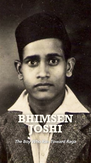India Storied on Instagram: "Bhimsen Joshi was eleven when he slipped out of his Dharwad home, chasing a guru. He rode train roofs, sang bhajans for coins, slept in stations. After wandering Gwalior and Lucknow, he returned to Karnataka to study under Sawai Gandharva (Rambhau Kundgolkar) of the Kirana gharana. Years of taan drills and breath work forged that open-throated sound—majestic khayal, tender abhangs. In 1953 he helped start the Sawai Gandharva festival in Pune to honour his guru; it be