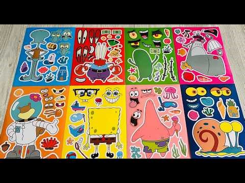 [✨Paper DIY✨]SpongeBob Sticker Art Masterpiece! Patrick, Squidward & Mr. Krabs Included😍ASMR#sticker