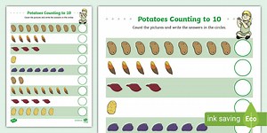 Potatoes Counting Sheet 1-10