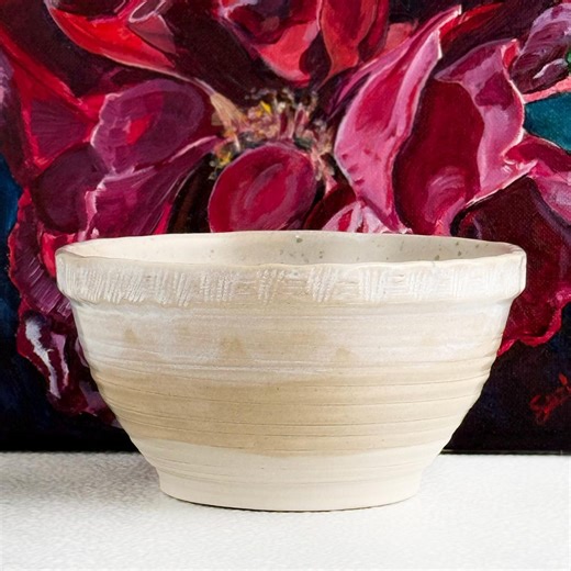 Handmade Stoneware Speckled Serving Bowl | Sea Salt Collection, Pale Noon - Etsy