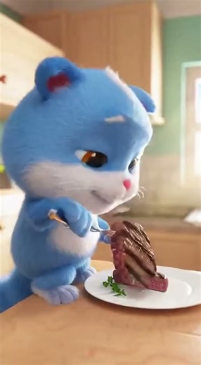 “A Sleepy Blue Cat’s Morning Routine 🐱☀️ | Cute Pixar-Style Animation” #animation #cat #funny