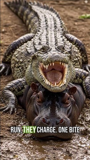 Crocodile vs Hippopotamus – Who Wins the River Battle? #Wildlife #AnimalFight #CrocodileVsHippo