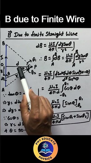 Magnetic Field Due to Finite Straight Current Carrying Wire #physics #class12 #jeemains #cbse