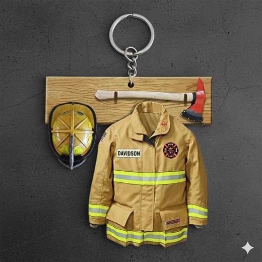 Personalized Firefighter Keychain, Custom Name Fireman Uniform Keyring, 2D Flat Acrylic Fire Dept Gift for Him, Hero Graduation Keepsake - Etsy