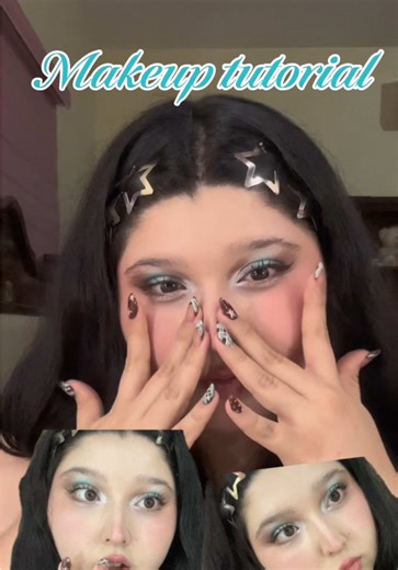 Makeup tutorial inspirado en mis uñitas🤎🩵 #fypシ゚viral #makeup #makeuptutorial #girl