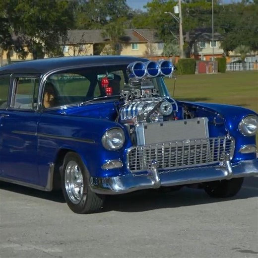 1955 Chevrolet Bel Air Classic Car Exhaust Sound Driving By #1955chevy #classiccar #prostreet