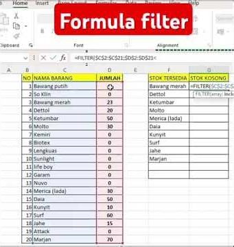 Control stok | formula filter#excel #tutorial