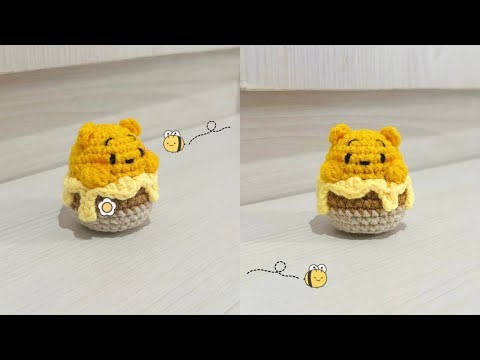 Crochet Pooh in Honey Jar Plush | Amigurumi | Knitted Doll | Winnie the Pooh