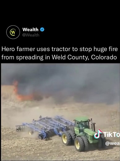 In Weld County, Colorado, a farmer by the name of Eric Howard risked his life to put out a wildfire that started in a hayfield by using his tractor keep the flames at bay 🚜🔥 Video: @thedenverchannel/IG #fire #tractor #car #rescue #farm #inspiration