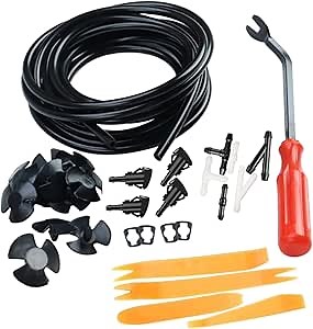 Front Windshield Washer Nozzle Replacement Kit Compatible with Dodge RAM 1500 2500, Grand Cherokee, Patriot, Charger and More Windshield Sprayer Wipe Nozzles (4 PCS Straight washer nozzles)